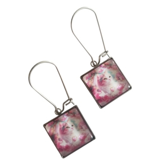 Handcrafted Cat Earrings - Picture 2 of 4